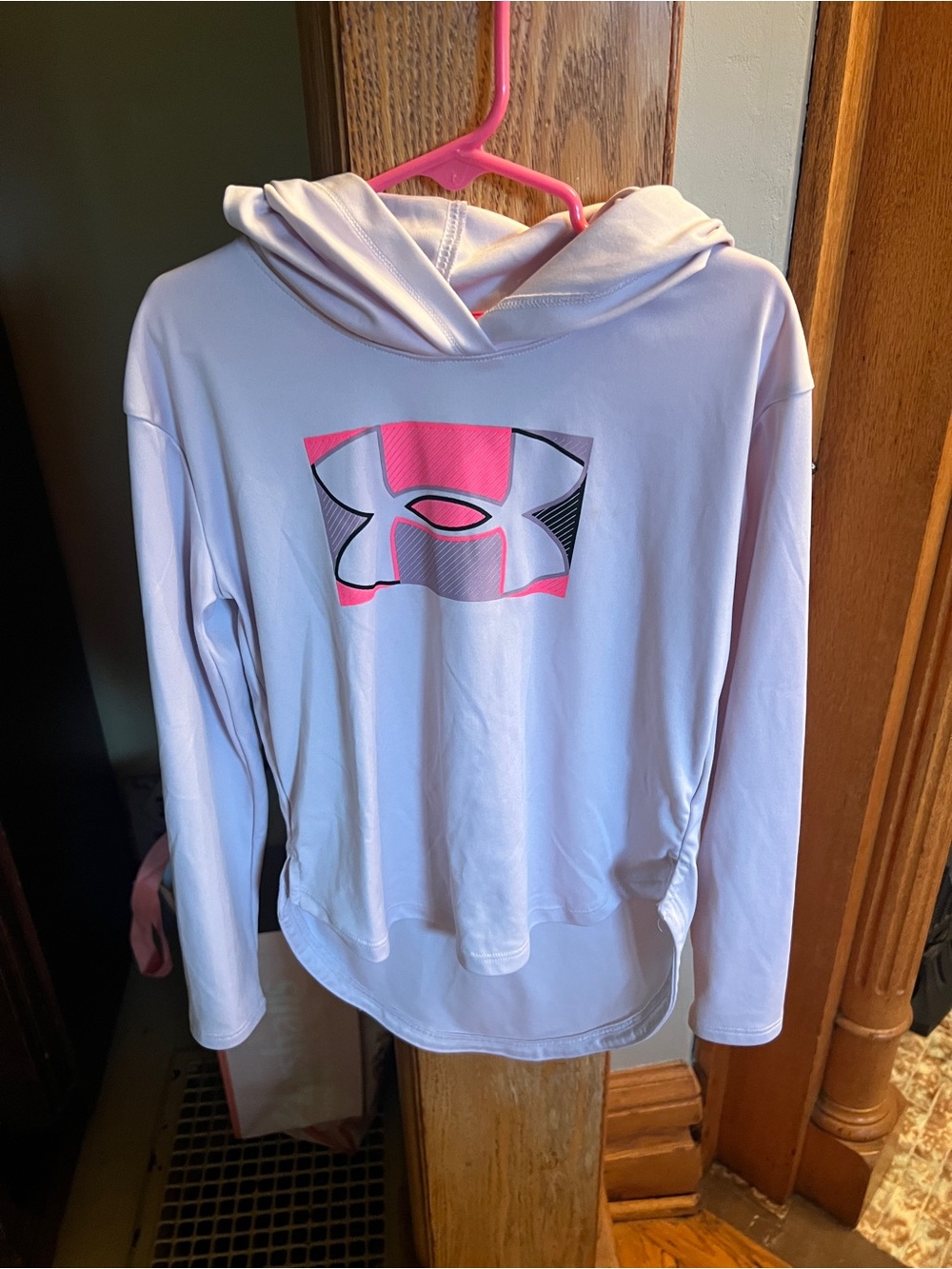 Under Armour Girls' Pink Logo Hooded Performance Top